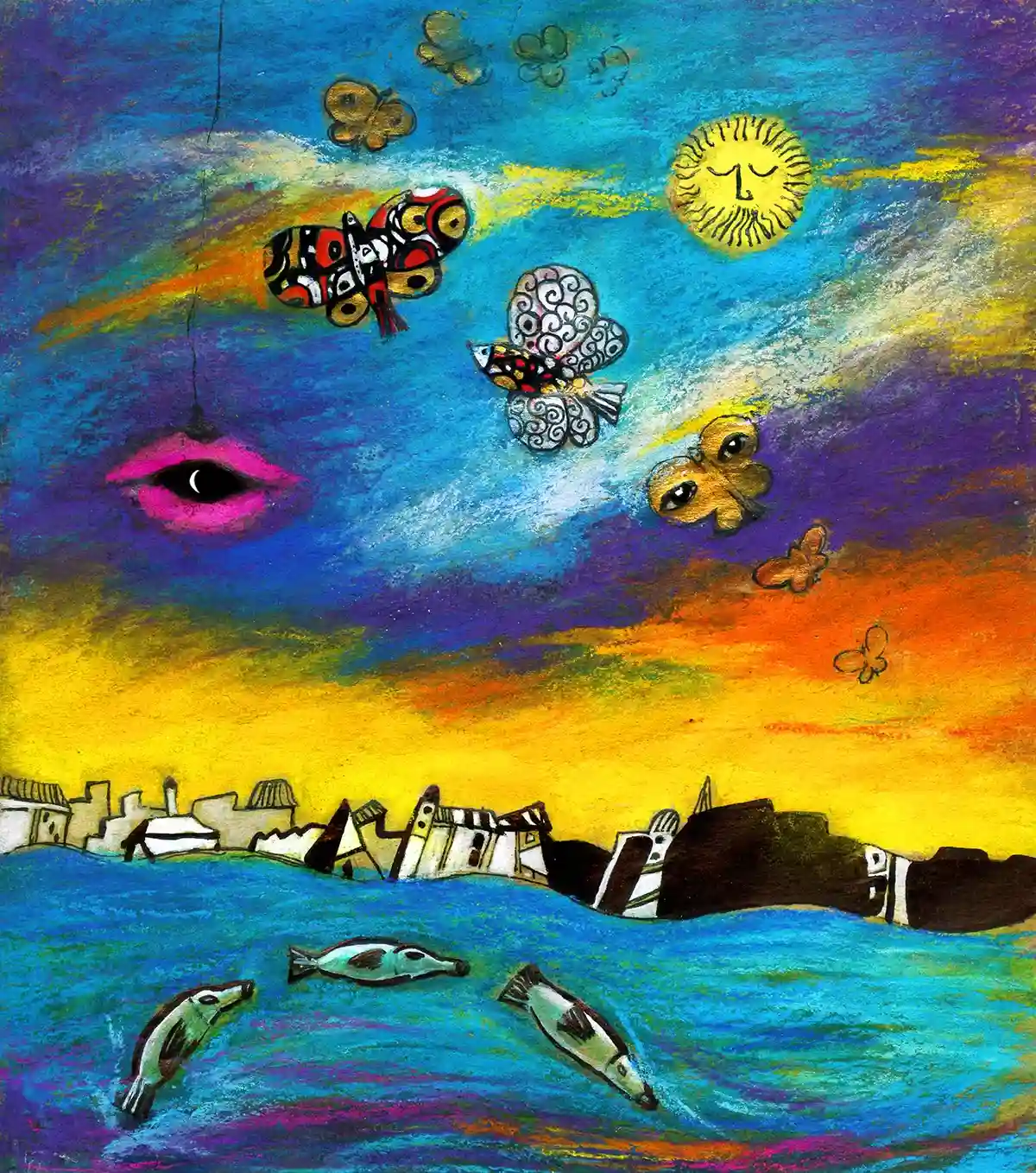 Mihail Zablodsky — The Dream — pastel on paper, symbolism, phantasmagoria, Odilon Redon style