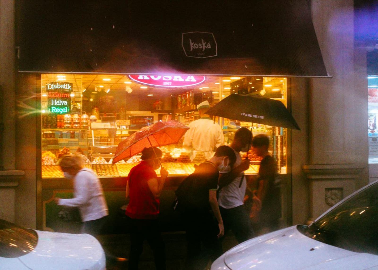 Rainy night in Istanbul street scene Mihail Zablodsky