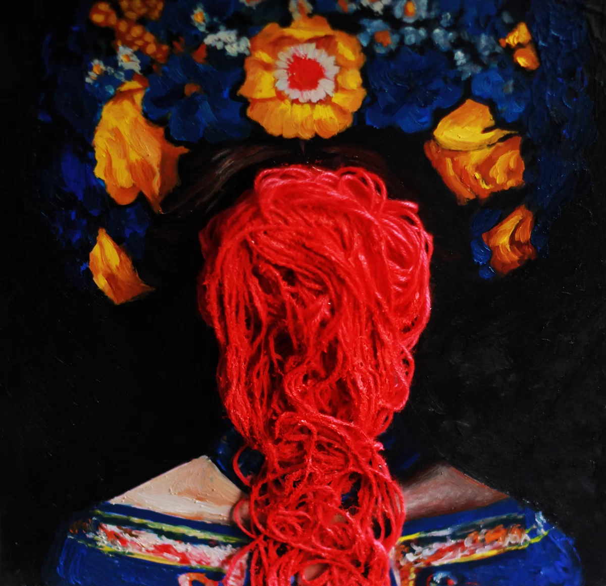 Mihail Zablodsky — Echoes of War — Ukraine war face, symbolic oil painting, Bucha Mariupol Kharkiv tribute